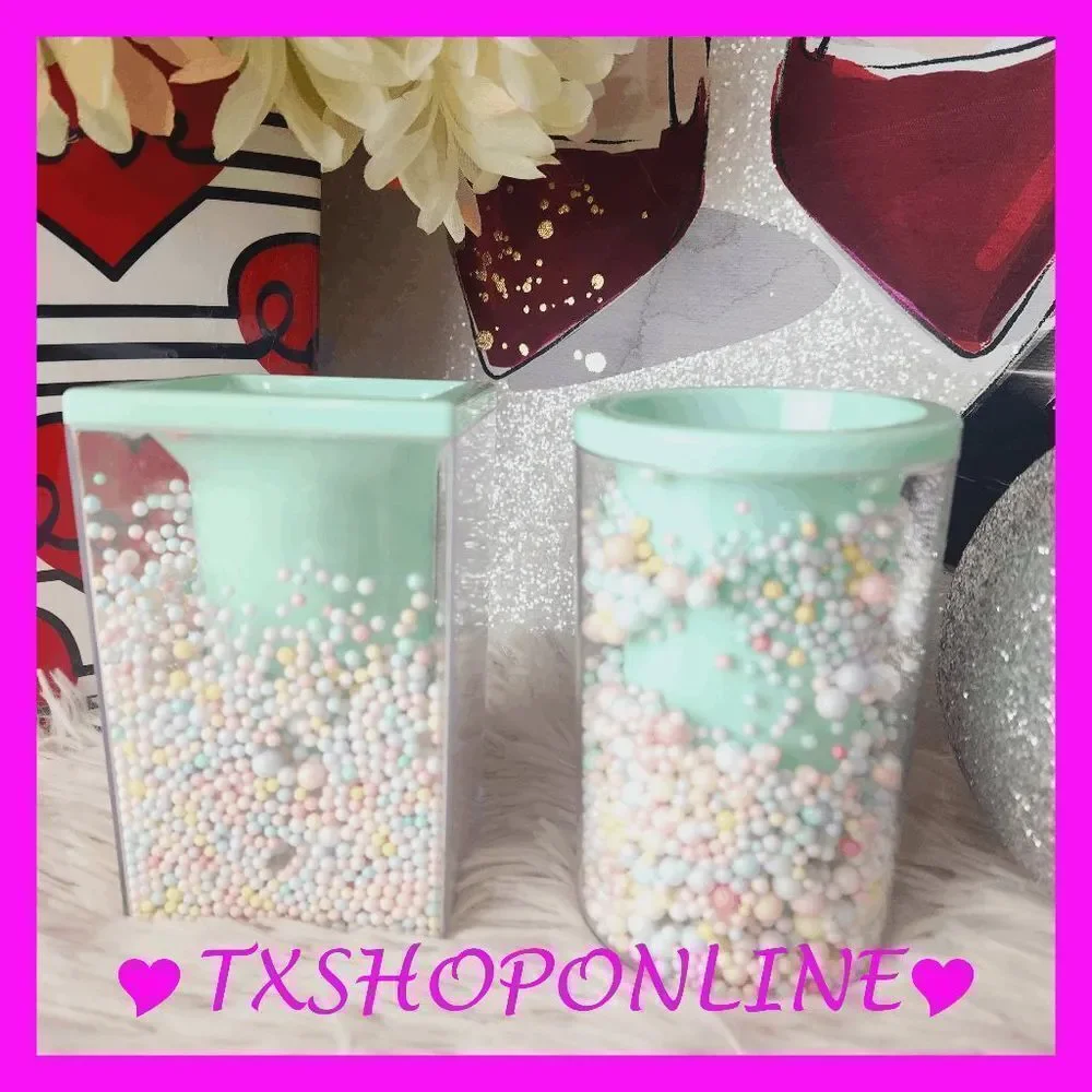 2 Pc Clear Acrylic Pen Holder Creative Small Foam Balls